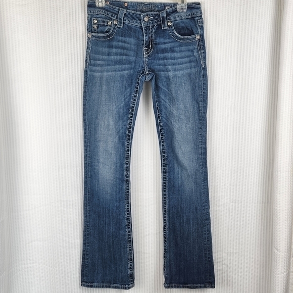MISS ME embellished embroidered pocket bootcut jeans size 28 bedazzled Western - Picture 9 of 9